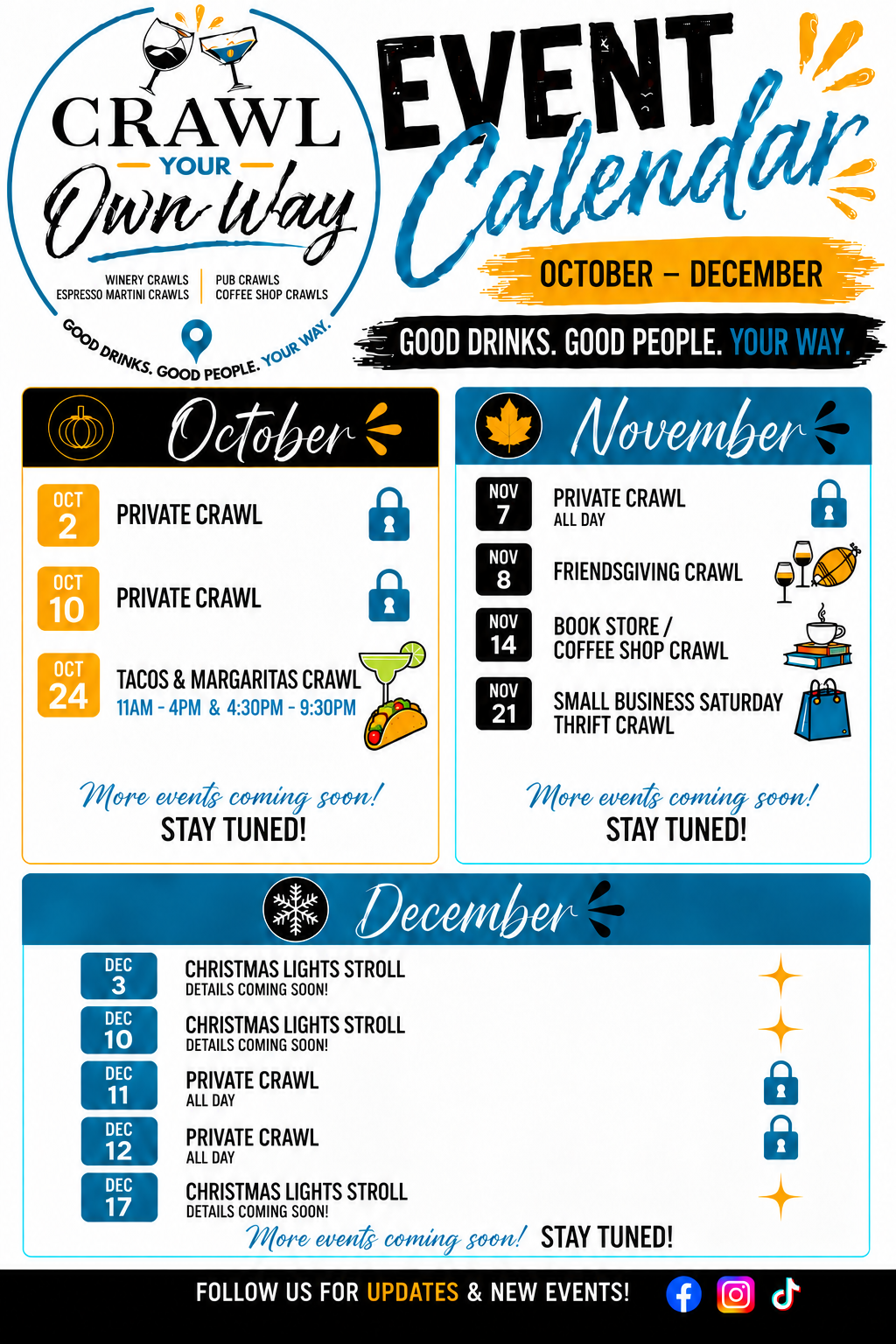 Upcoming Crawl You Own Way events